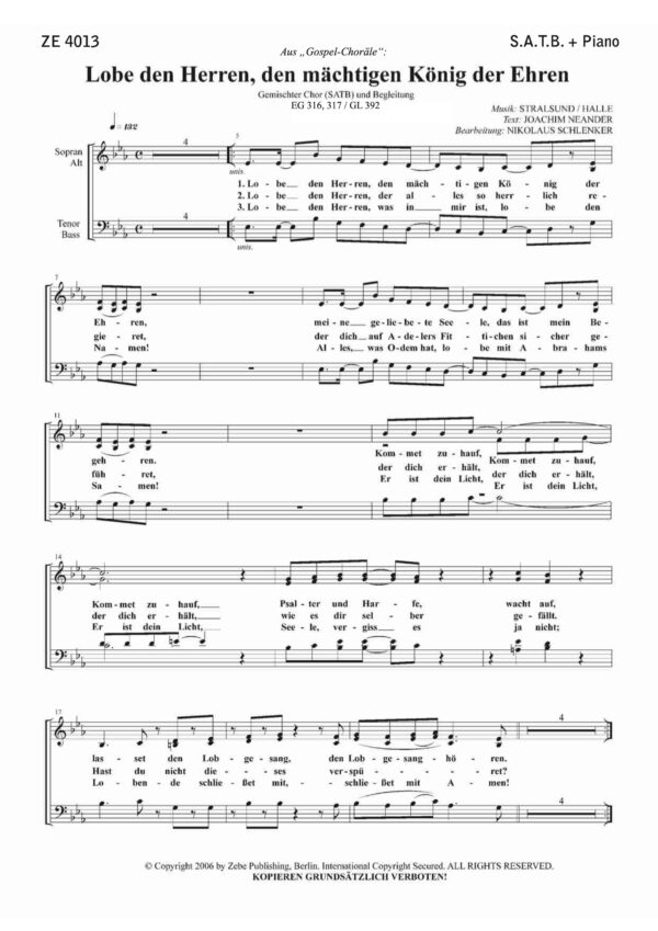 Lobe den Herren, den mächtigen König <br>(Praise to the Lord the Almighty)