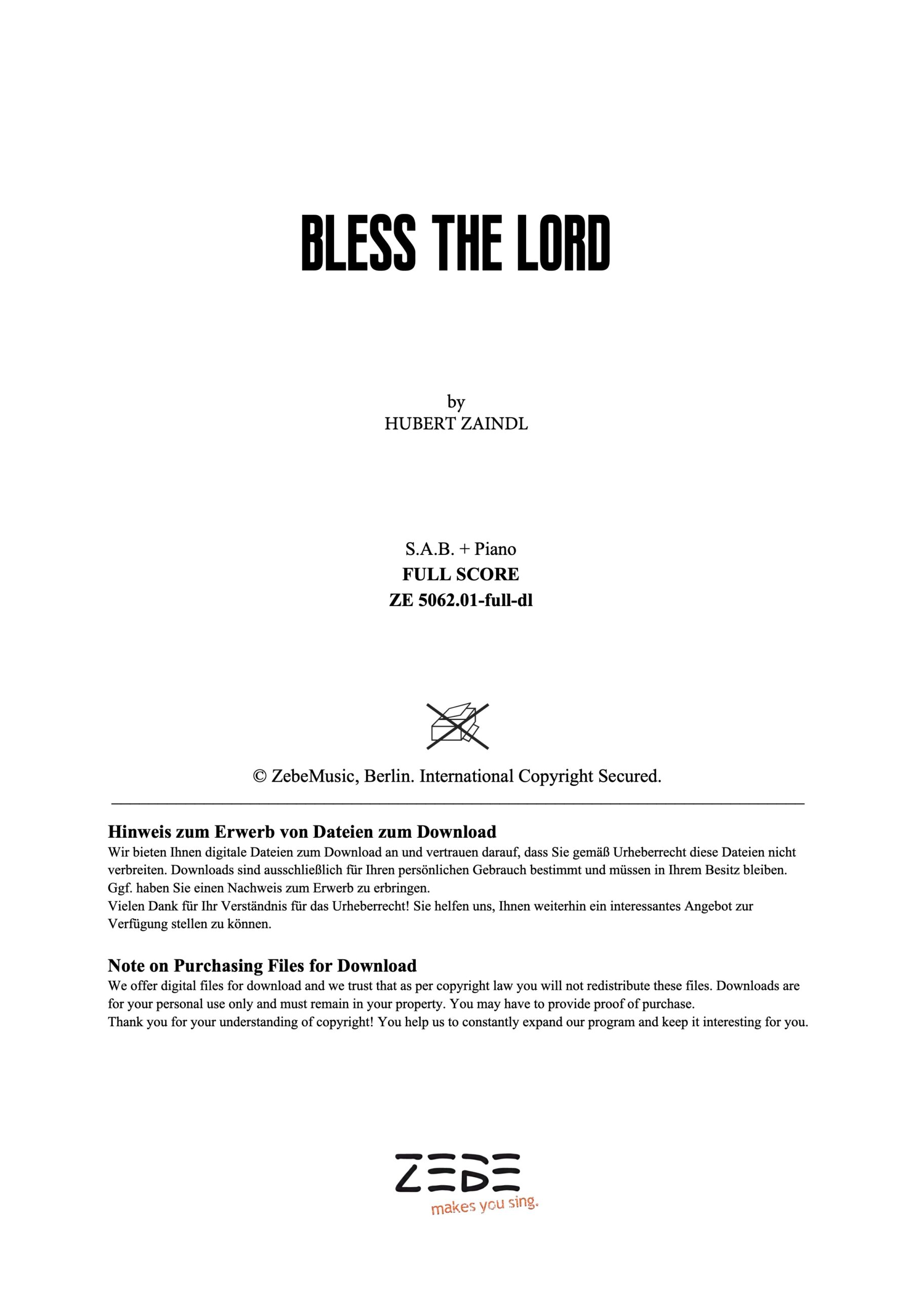 <b>NEU:</b> Bless the Lord ⬇️