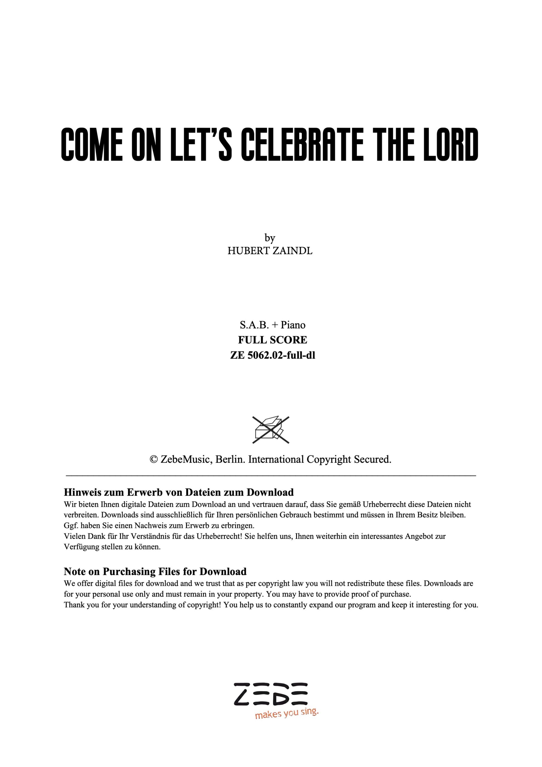 <b>NEU:</b> Come On Let’s Celebrate the Lord ⬇️